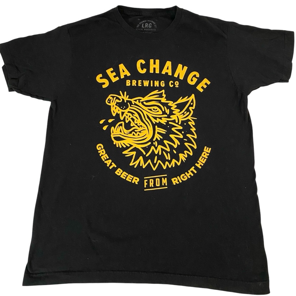 Sea Change Brewing Co Wolf Tee Graphic Tshirt Men’s Large Black Craft Beer Top
